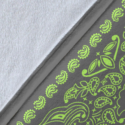 Ultra Plush 2 Lime on Gray Bandana Throw Blanket
