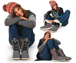 Women's Winter Boots - B3 Gray And Red