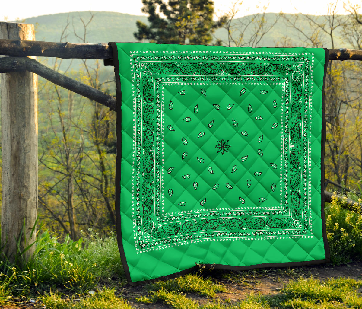 Quilt 4 Black on Green Bandana Quilt