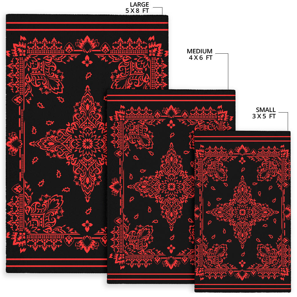 Area Rug Two - Red on Black