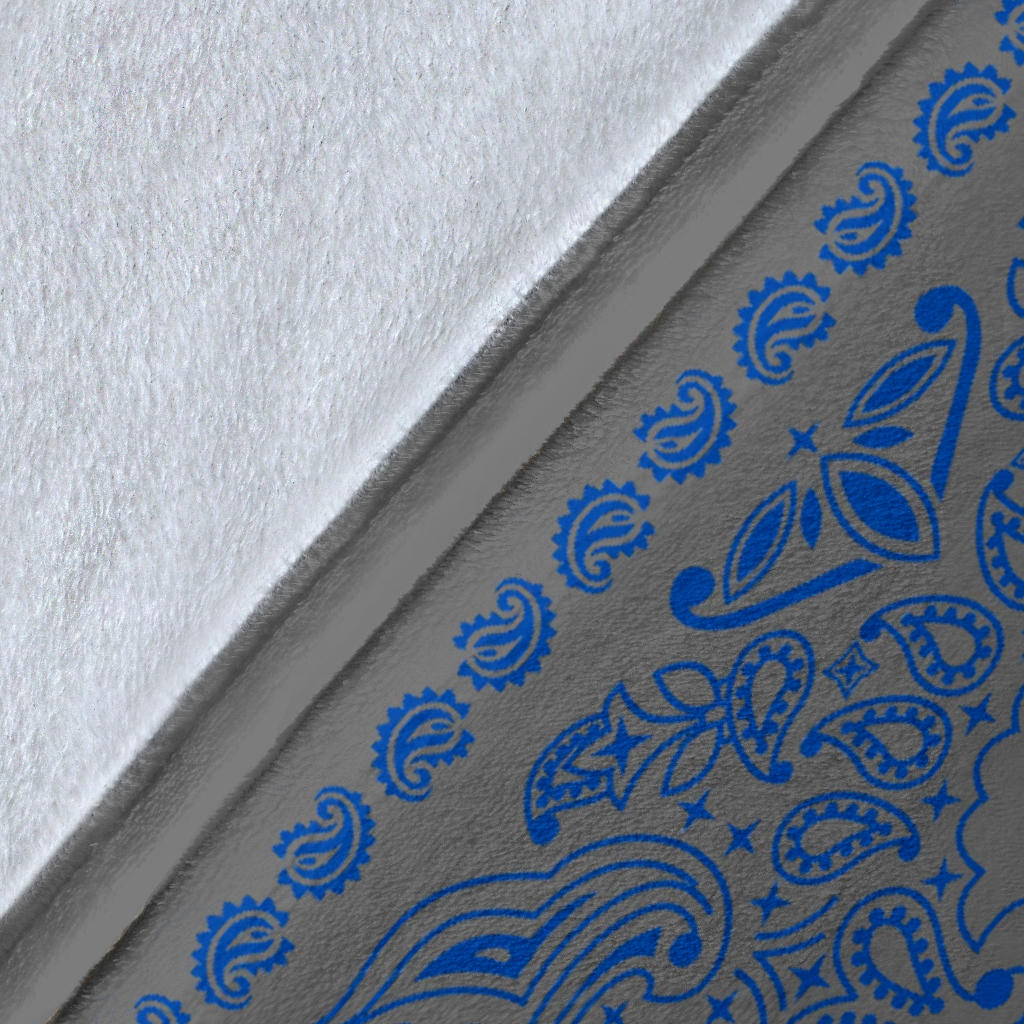 Ultra Plush 2 Cobalt on Gray Bandana Throw Blanket