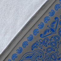Ultra Plush 2 Cobalt on Gray Bandana Throw Blanket