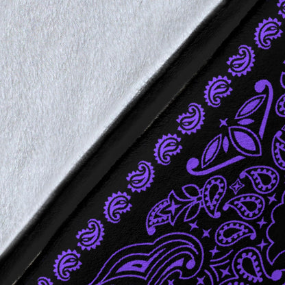 Ultra Plush 2 Purple on Black Bandana Throw Blanket