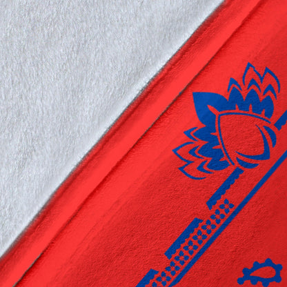 Ultra Plush 3 Cobalt on Red Bandana Throw Blanket