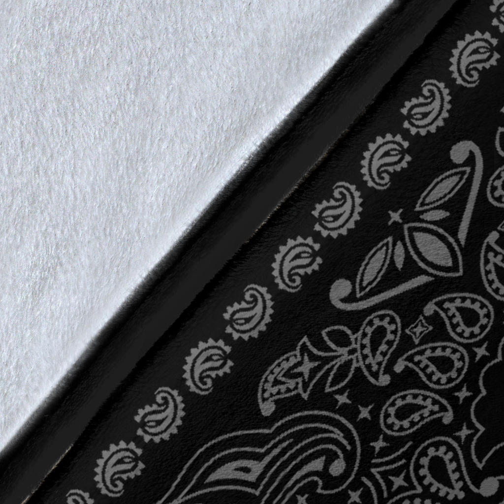 Ultra Plush 2 Gray on Black Bandana Throw Blanket