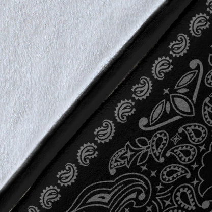 Ultra Plush 2 Gray on Black Bandana Throw Blanket