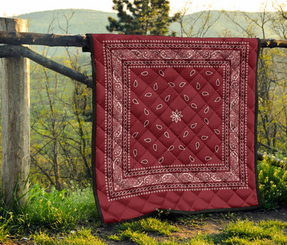 Quilt 4 Black White Bandana on Maroon