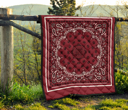 Quilt 2 Black White on Maroon, White Sq