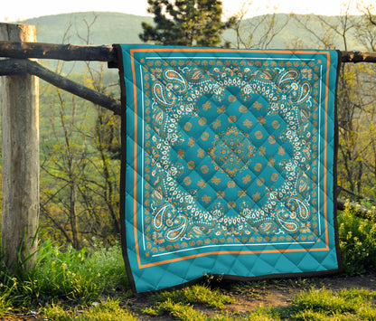 Quilt 2 Orange Bandana on Teal