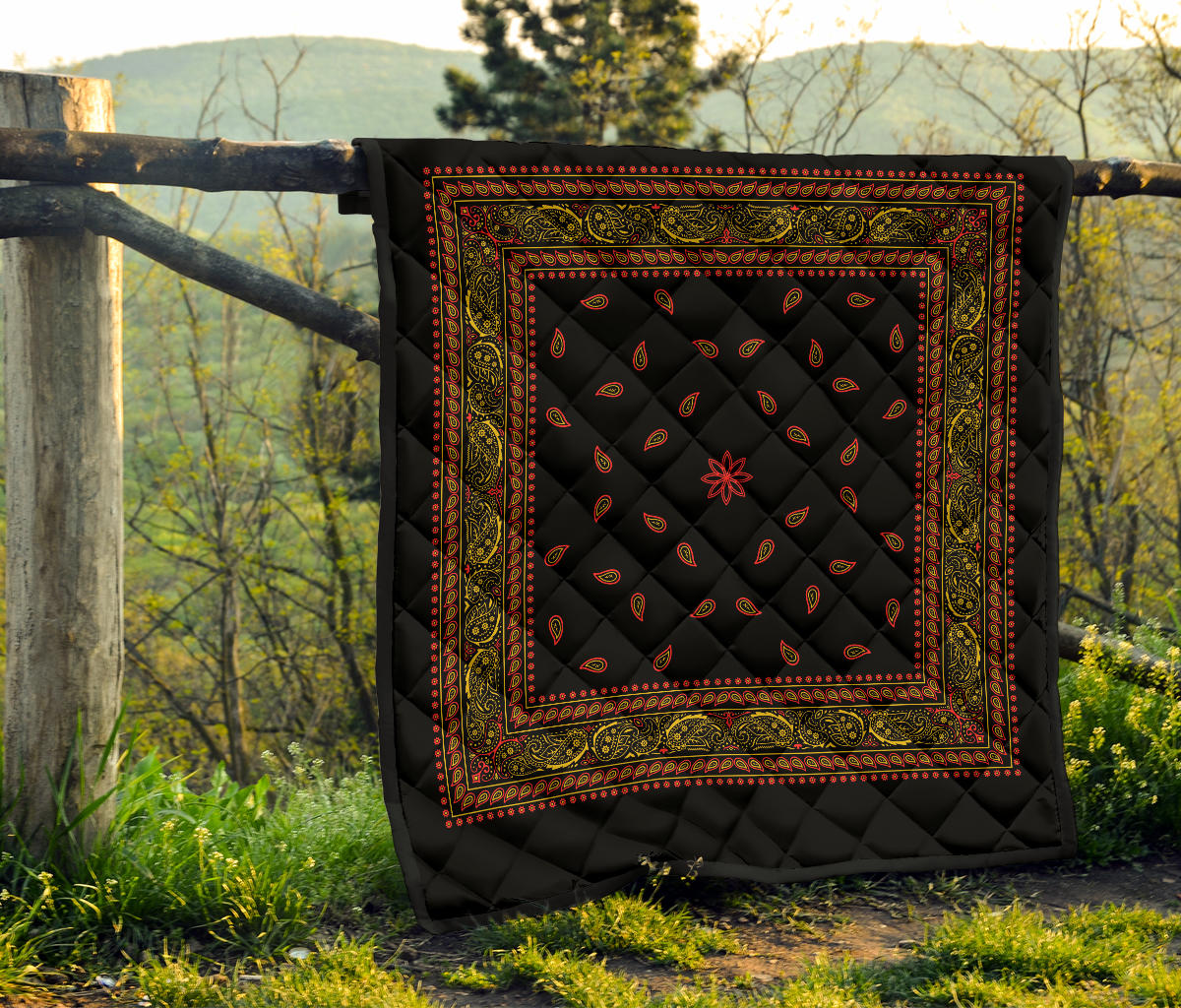 Quilt 4 Red Gold and Black Bandana Quilt