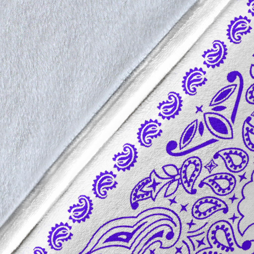 Ultra Plush 2 Violet on White Bandana Throw Blanket