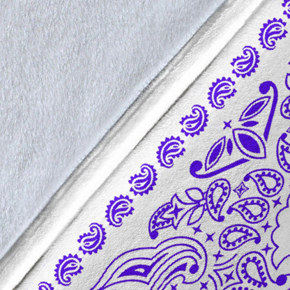 Ultra Plush 2 Violet on White Bandana Throw Blanket