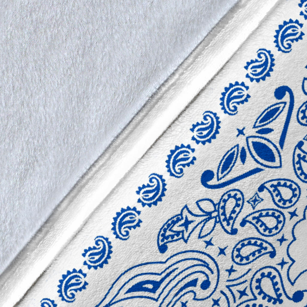 Ultra Plush 2 Cobalt on White Bandana Throw Blanket