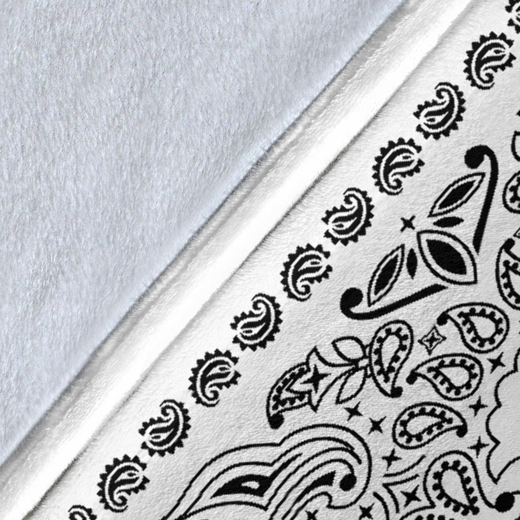 Ultra Plush 2 Black on White Bandana Throw Blanket