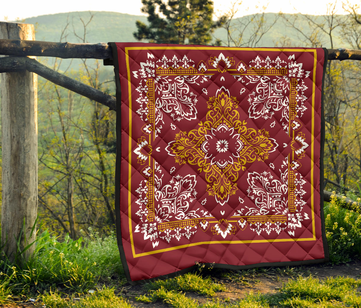 Quilt 3 Gold White Bandana Quilt