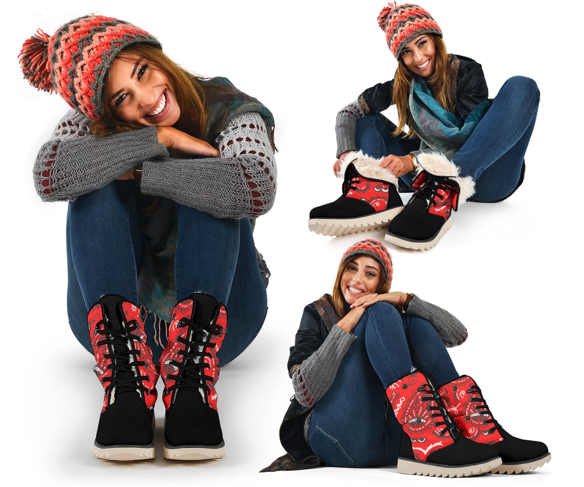 Women's Winter Boots - Red Paisley