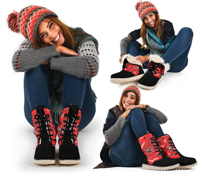 Women's Winter Boots - Red Paisley