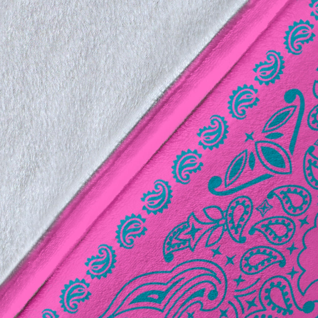 Ultra Plush 2 Teal on Pink Bandana Throw Blanket