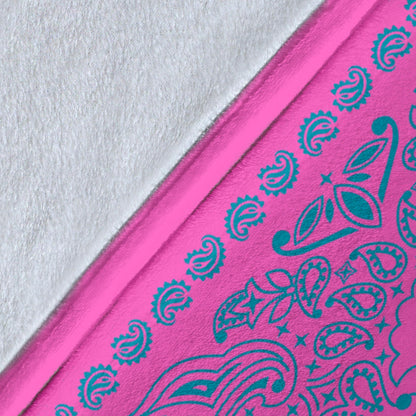 Ultra Plush 2 Teal on Pink Bandana Throw Blanket