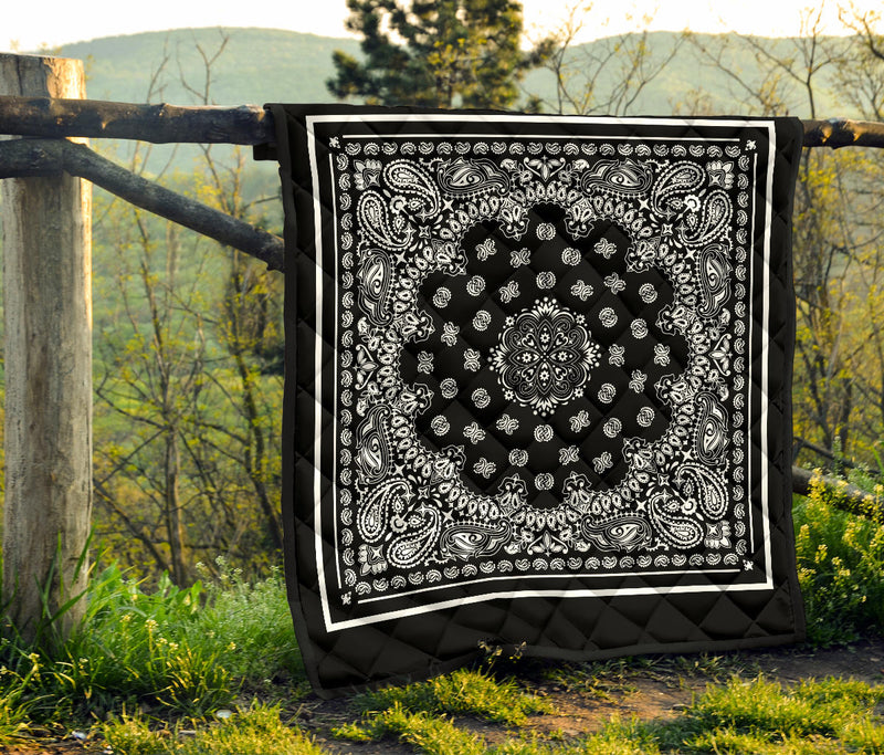 Quilt 2 - White Bandana Style on Black Squared