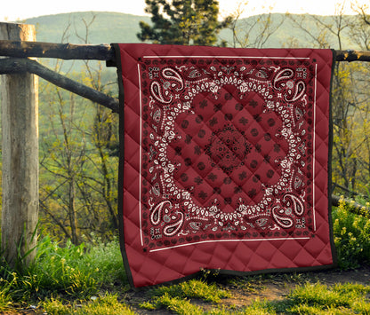 Quilt 2 Black White Bandana on Maroon
