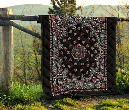 Quilt 2 Red White on Black Bandana Style