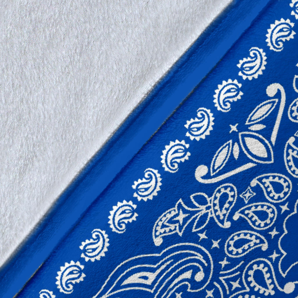 Ultra Plush 2 White on Cobalt Bandana Throw Blanket