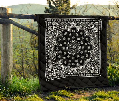 Quilt 2 Square Bandana Style White on Black