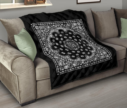 Quilt 2 Square Bandana Style White on Black