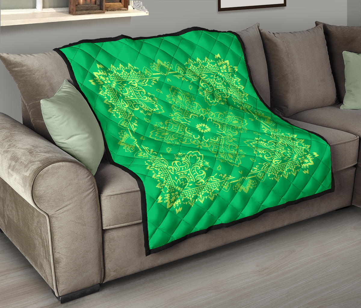 Quilt 3 Lime Green on Green Bandana Quilt
