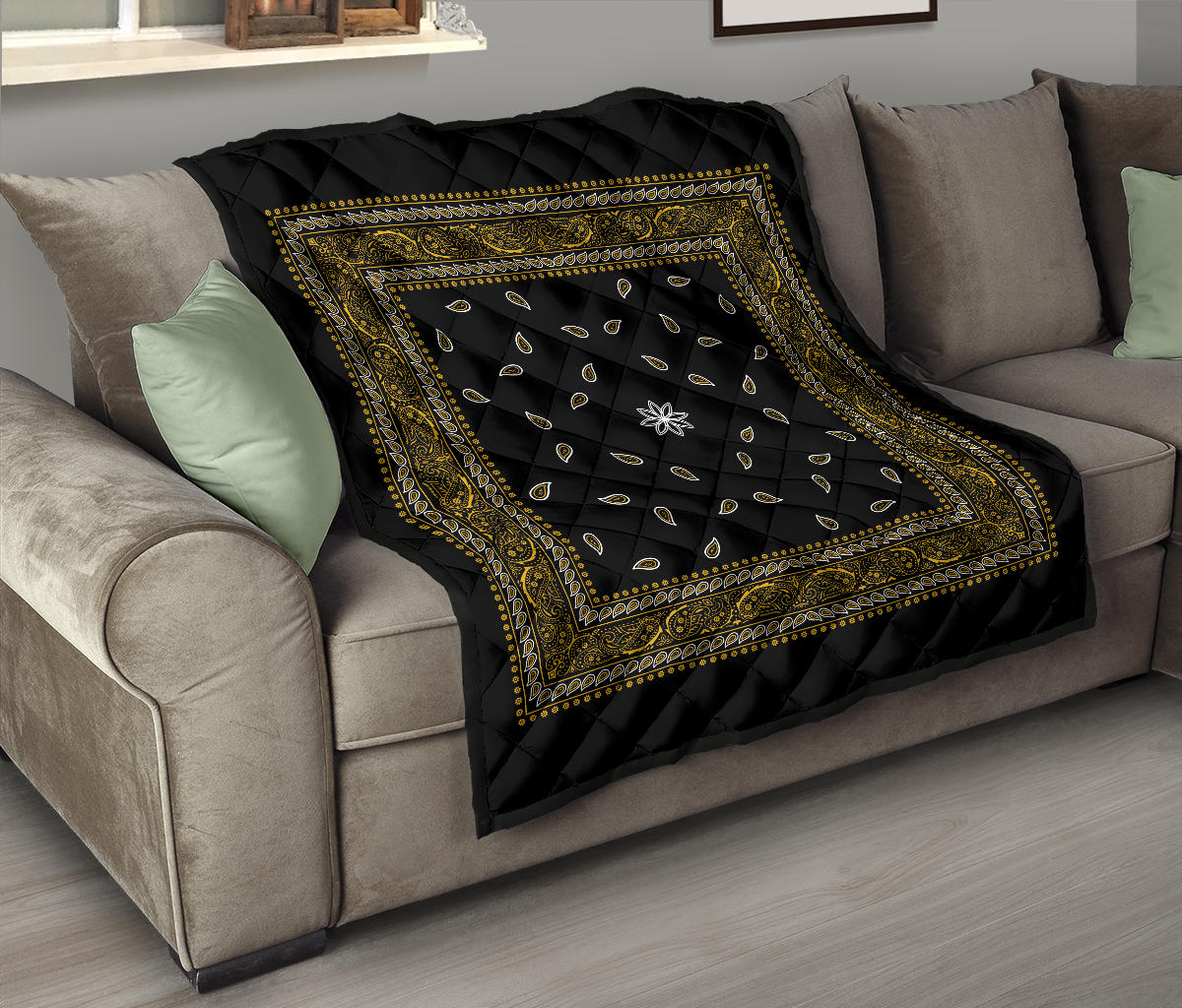 Quilt 4 Gold White and Black Bandana Quilt