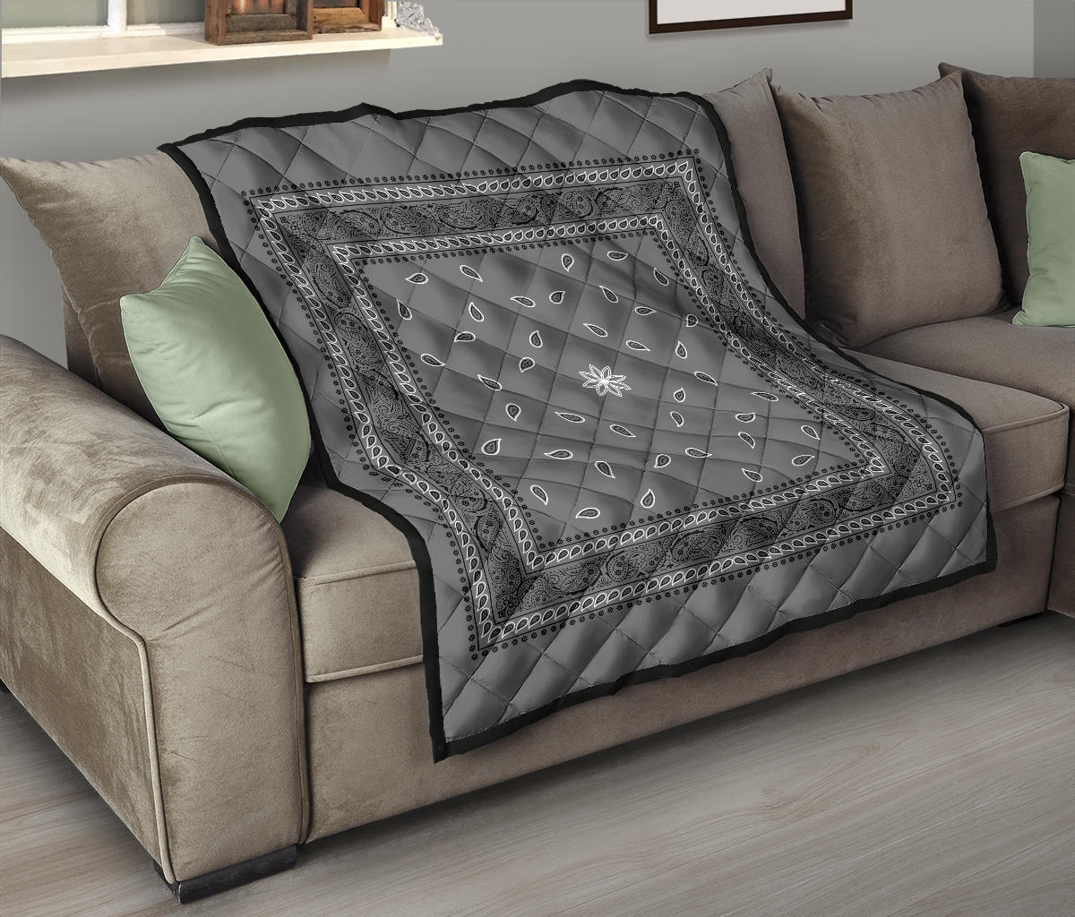 Quilt 4 Gray Black Bandana Quilt
