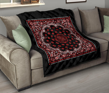Quilt 2 Red Bandana on Black Plain
