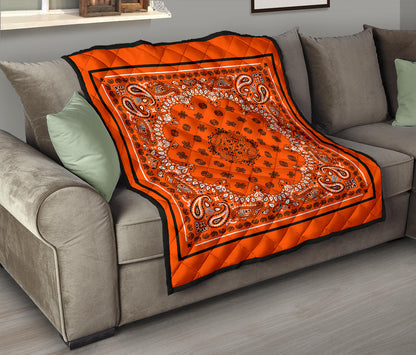 Quilt 2 Black White on Orange Black Sq
