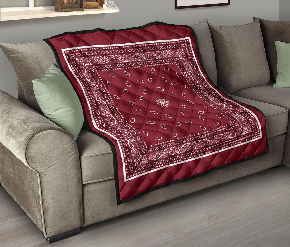 Quilt 4 Black White Maroon Bandana Quilt