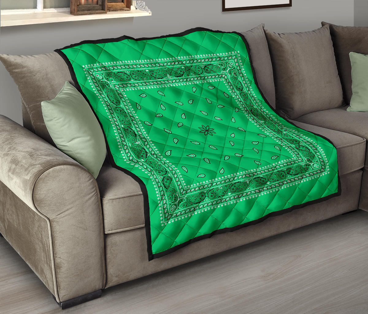 Quilt 4 Black on Green Bandana Quilt