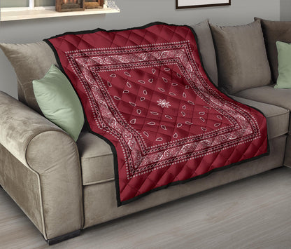 Quilt 4 Black White Bandana on Maroon