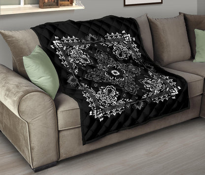 Quilt 3 White Gray on Black Bandana Quilt