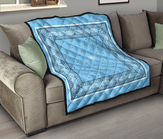 Quilt 4 White and Black Lt Blue Bandana Quilt