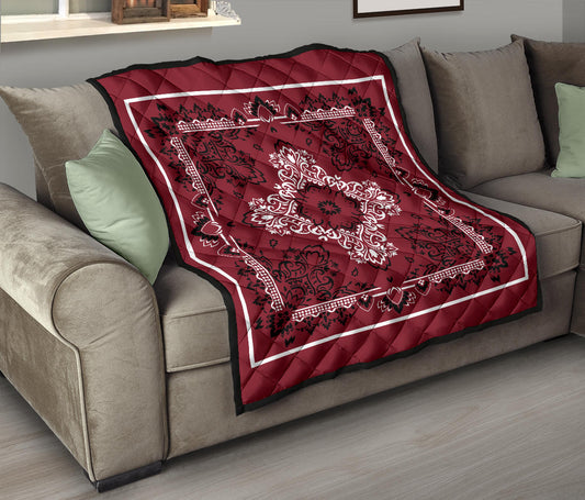 Quilt 3 - White Black on Maroon Bandana Quilt