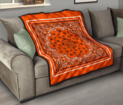 Quilt 2 Black and White on Perfect Orange, White Sq.