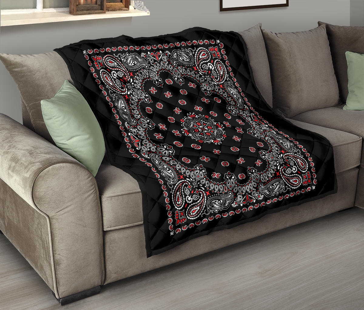Quilt 2 Red White on Black Bandana Style