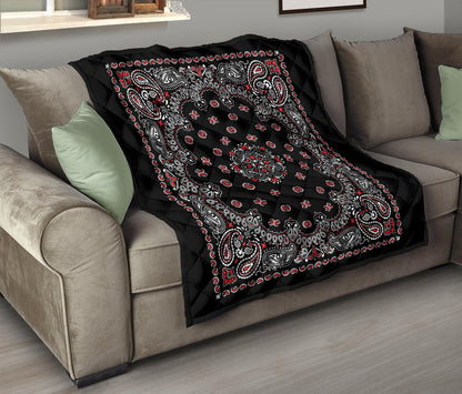 Quilt 2 Red White on Black Bandana Style