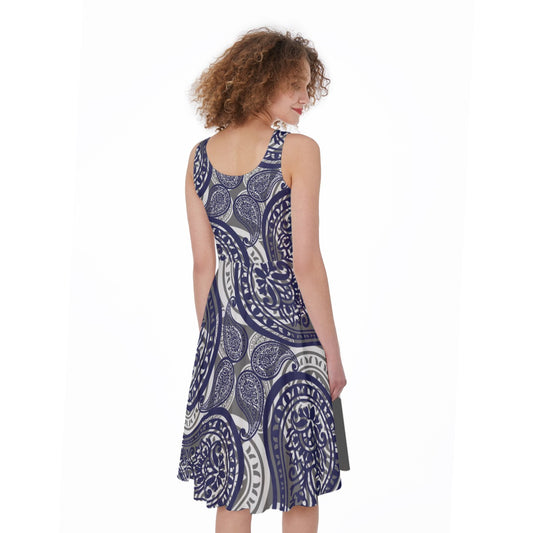 Grey Paisley Sleeveless Dress