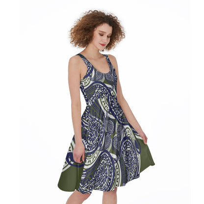 Army Green Paisley Sleeveless Dress