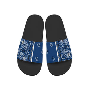 Men's Classic Navy Blue Bandana Slides