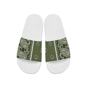 Men's Army Green Bandana Slides