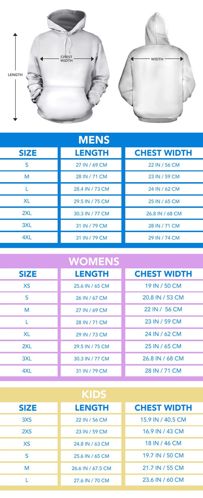 Size Chart for Hoodies