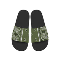 Men's Army Green Bandana Slides