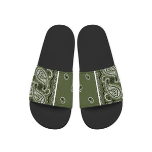 Men's Army Green Bandana Slides